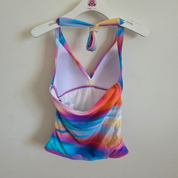 New multicolor La Blanca halter tankini top size 6 - Picture 3 of 4